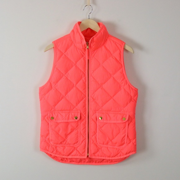 J. Crew Jackets & Blazers - J. Crew Excursion Quilted Neon Coral Vest